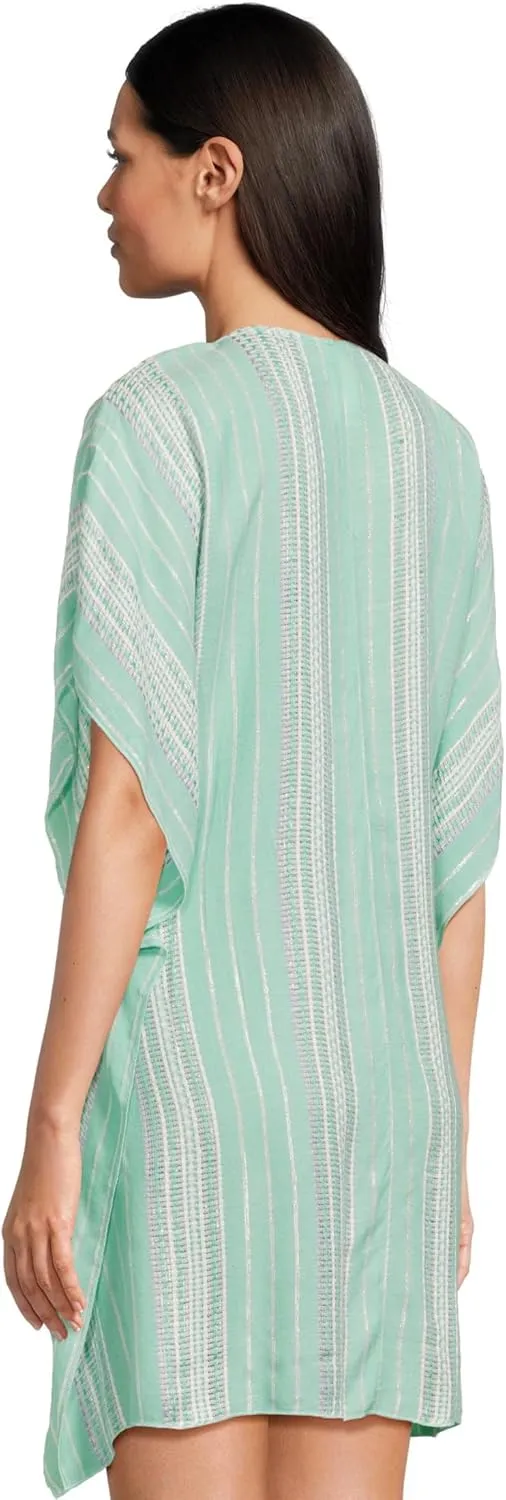 BECCA Women's Radiance Woven Tunic, Plunge V-Neck, Casual, Beach Cover Ups