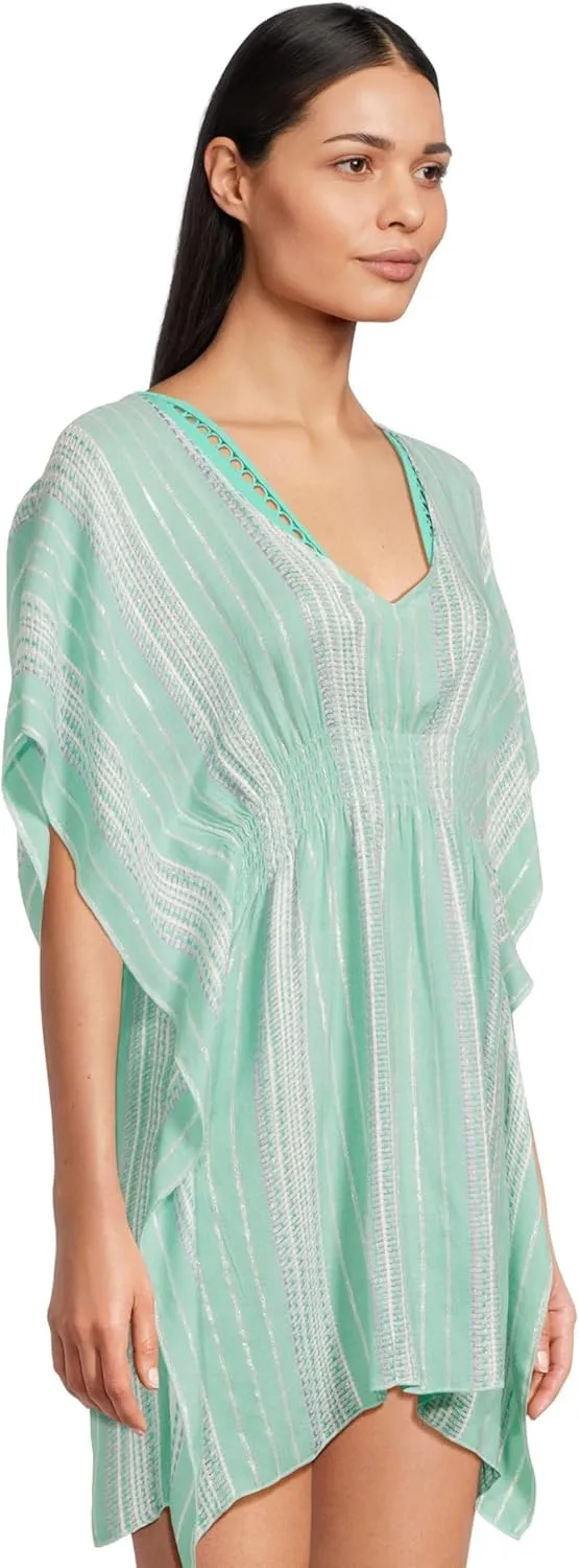 BECCA Women's Radiance Woven Tunic, Plunge V-Neck, Casual, Beach Cover Ups