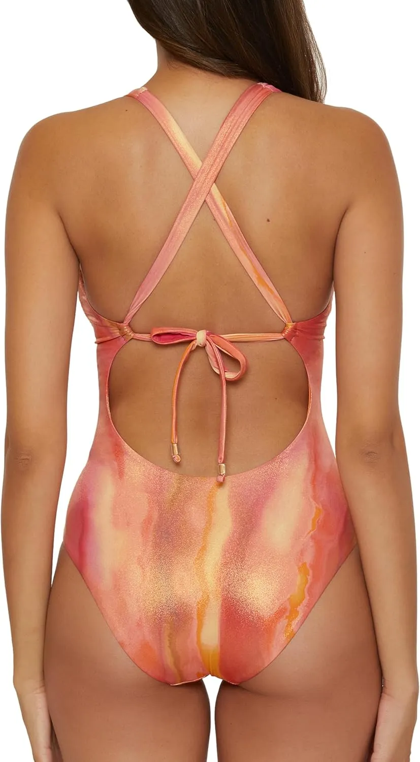 BECCA Women's Solar Energy One Piece Swimsuit, Scoop Neck, Bathing Suits