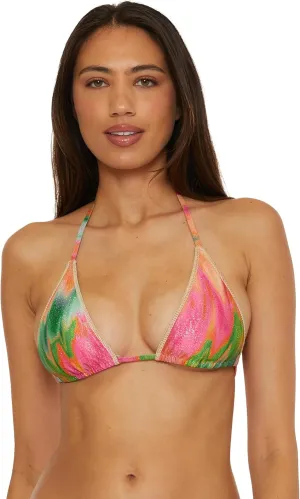 BECCA Women's Standard Triangle Bikini Top, Adjustable, Tie Back, Swimwear Separates, Mirage (Multicolor), D
