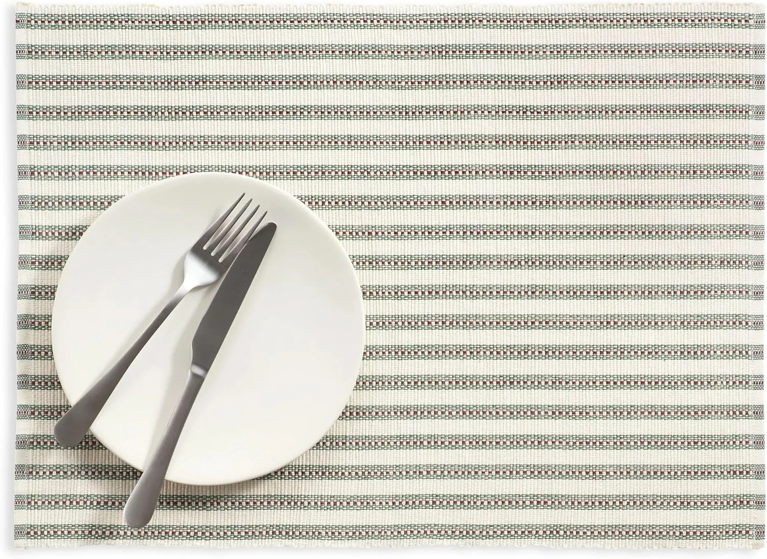 Bell Stripe Green Placemat Set of 4, 14" x 19", Green Stripe Pattern