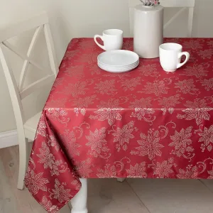 Benson Mills Twinkle Poinsettia Metallic Tablecloth RED/Silver 60 X 84