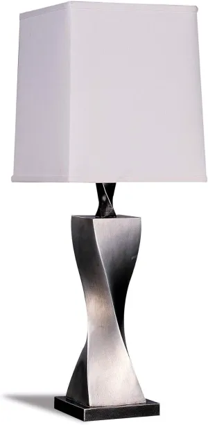 Benzara Table Lamp White And Silver