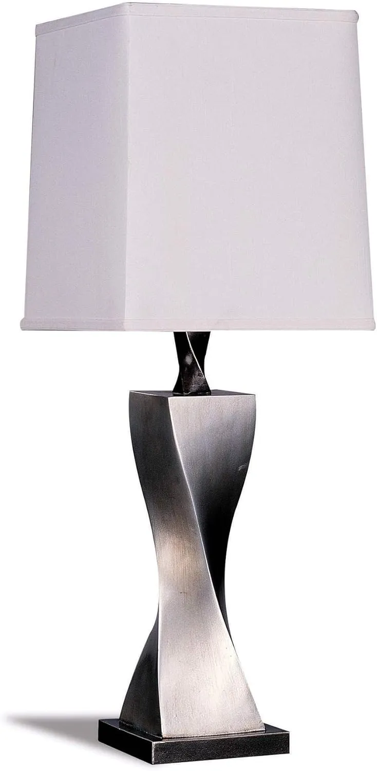 Benzara Table Lamp White And Silver