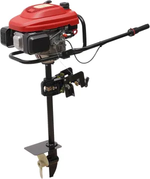 Bepritm 4-Stroke 3.5kw Gas Powered Outboard Boat Motor, 200CC Heavy Duty Fishing Boat Engine w/Air Cooling System, Inflatable Boat with Motor