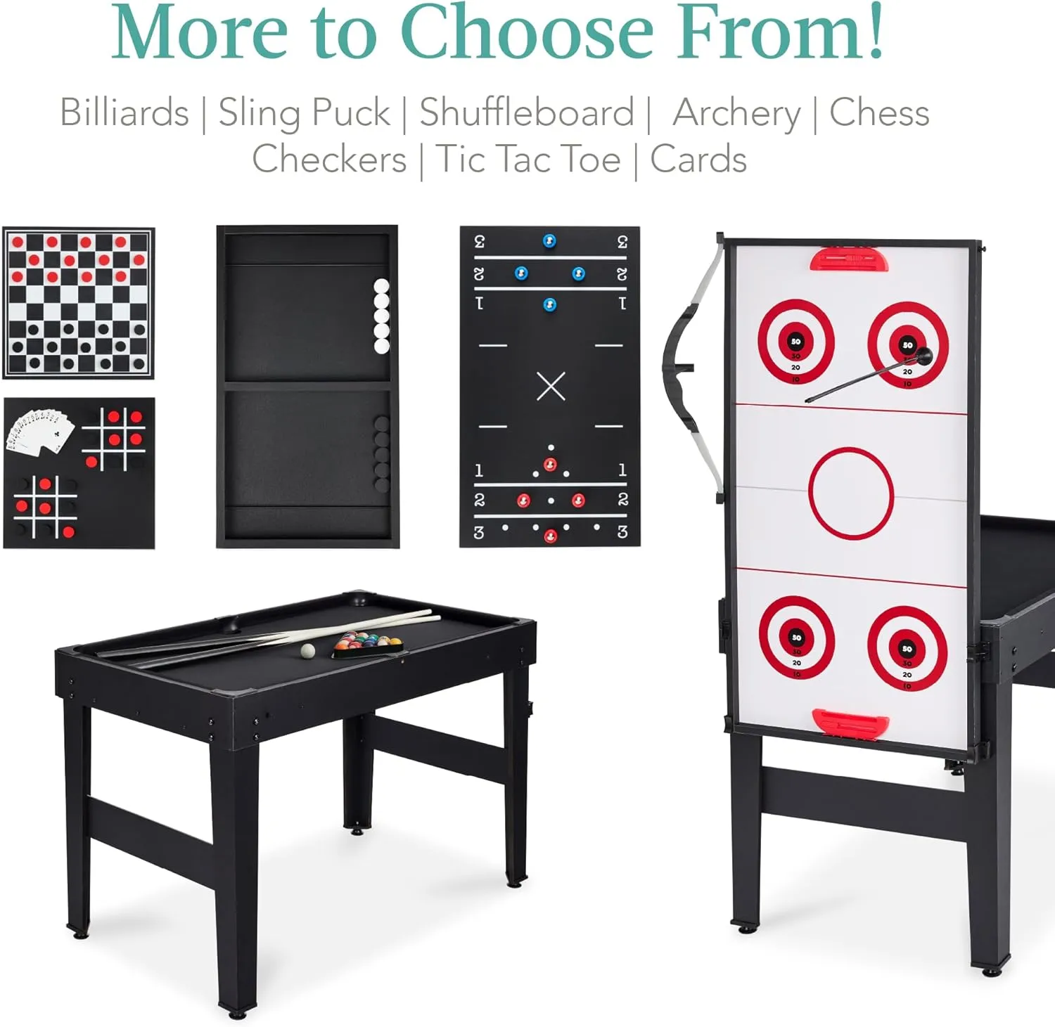 Best Choice Products 13-in-1 Combo Game Table Set for Home, Game Room, Friends & Family w/Ping Pong, Foosball, Basketball, Air Hockey, Archery, Chess, Checkers, Shuffleboard, Bowling