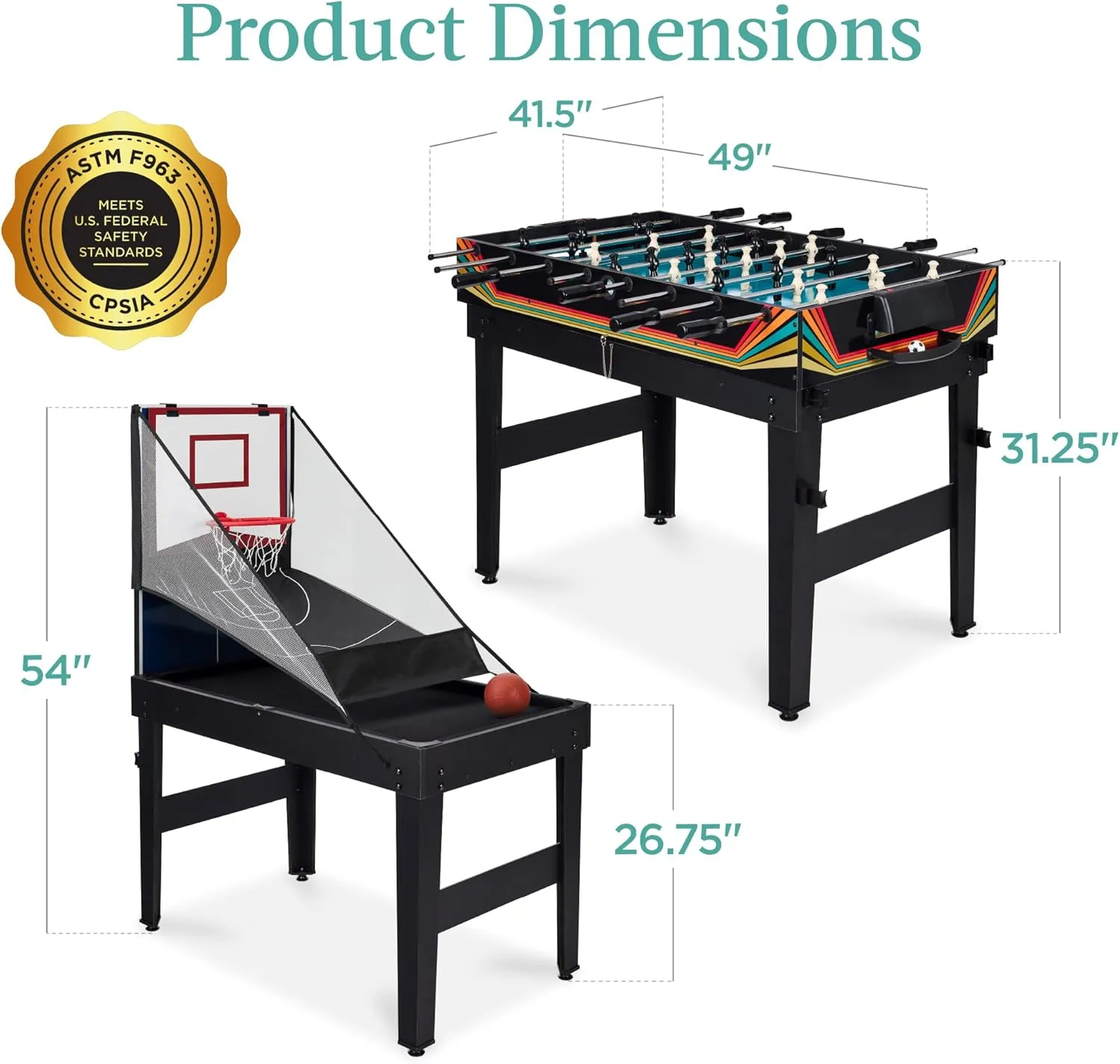 Best Choice Products 13-in-1 Combo Game Table Set for Home, Game Room, Friends & Family w/Ping Pong, Foosball, Basketball, Air Hockey, Archery, Chess, Checkers, Shuffleboard, Bowling