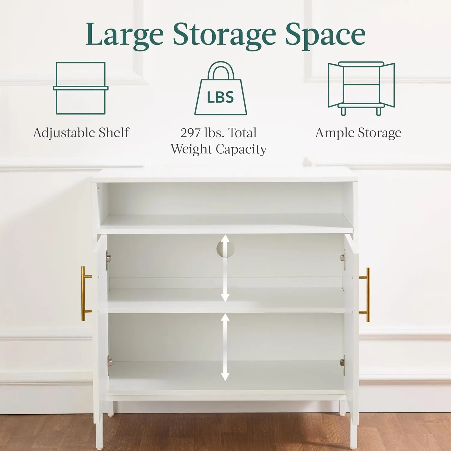 Best Choice Products Rattan Sideboard Buffet Cabinet, Entryway Table, Accent Storage Cabinet, Console Table for Hallway, Living Room, Dining Room - White