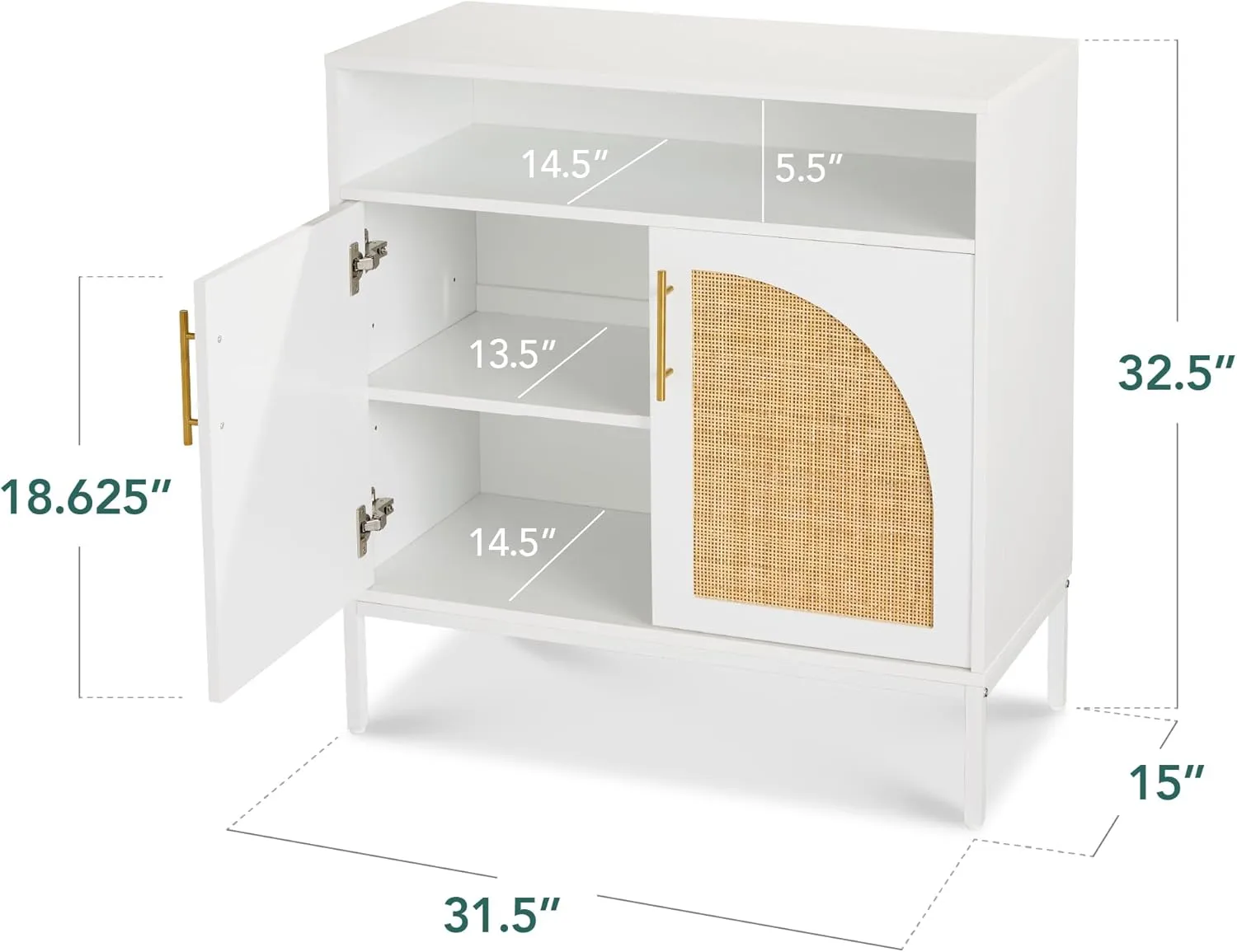 Best Choice Products Rattan Sideboard Buffet Cabinet, Entryway Table, Accent Storage Cabinet, Console Table for Hallway, Living Room, Dining Room - White