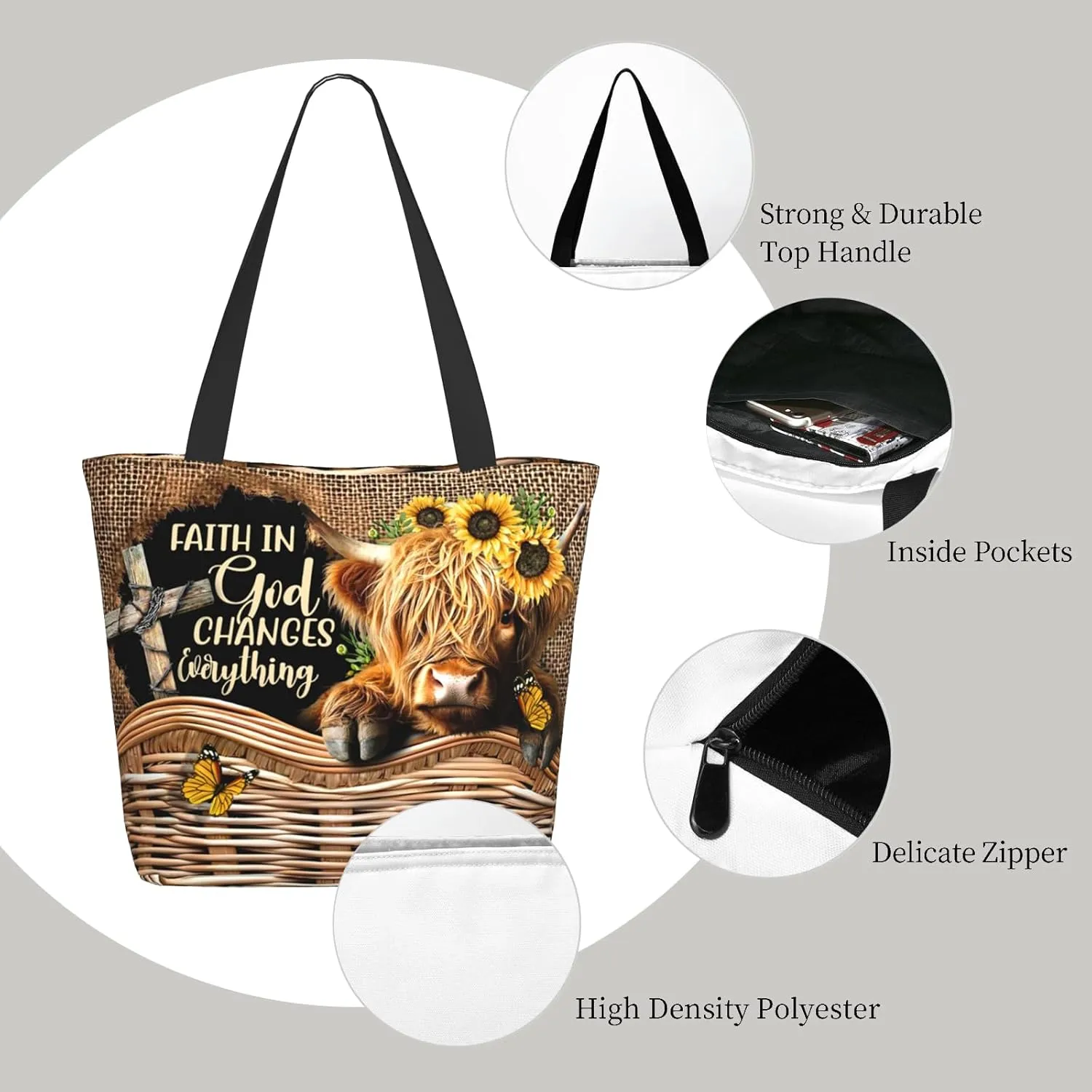 Bible Tote Bags for Women Christian Gifts Religious Church Shoulder Bag