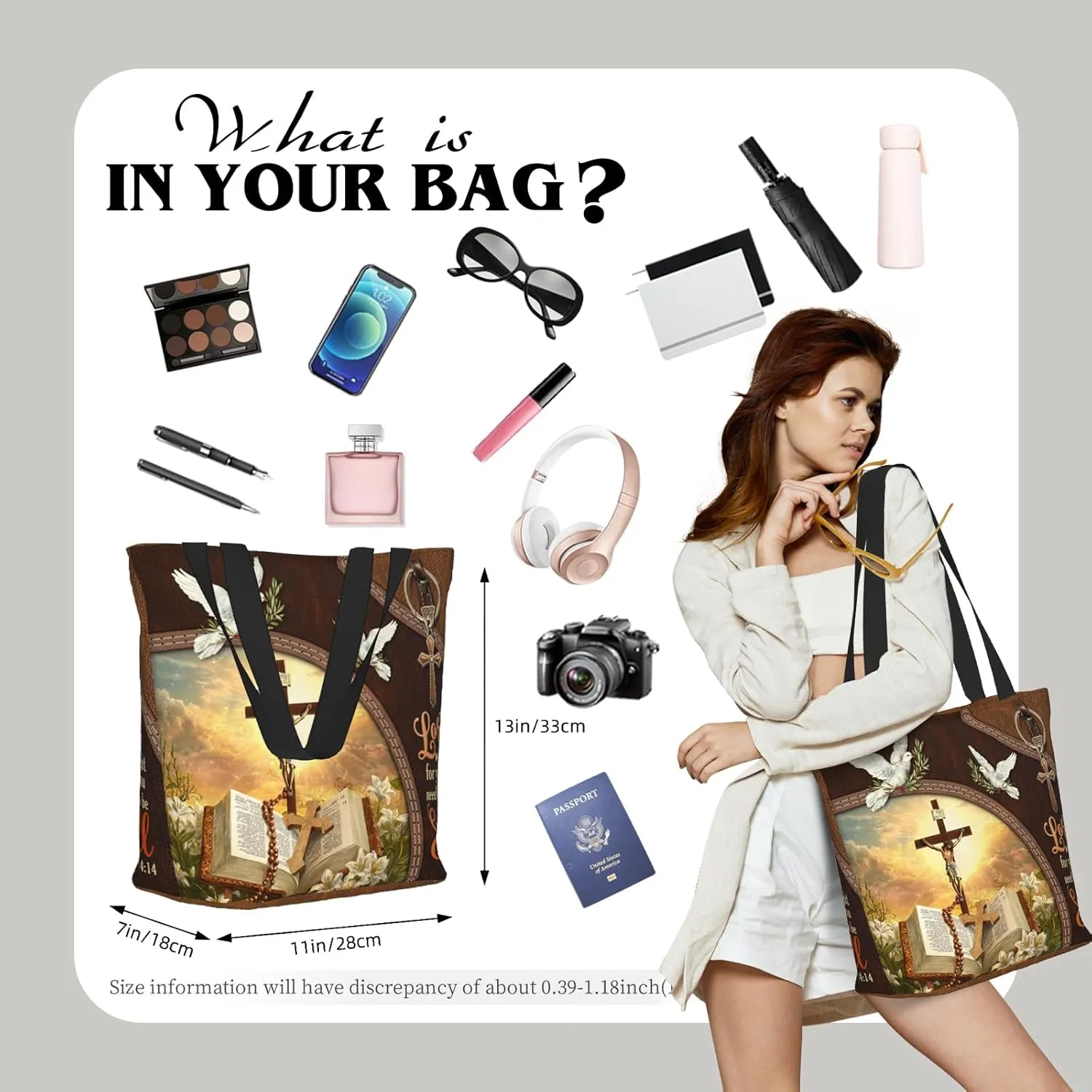 Bible Tote Bags for Women Christian Gifts Religious Church Shoulder Bag