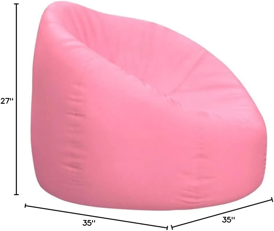 Big Comfy Bean Bag Chair: Posh Large Beanbag Chairs with Removable Cover for Kids, Teens and Adults - Polyester Cloth Puff Sack Lounger Furniture for All Ages - 35 Inch - Solid Pink