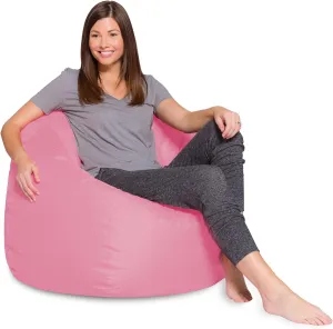 Big Comfy Bean Bag Chair: Posh Large Beanbag Chairs with Removable Cover for Kids, Teens and Adults - Polyester Cloth Puff Sack Lounger Furniture for All Ages - 35 Inch - Solid Pink