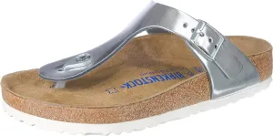 Birkenstock Women's Flip Flops Flo, Metallic Silver L, 9.5 Narrow