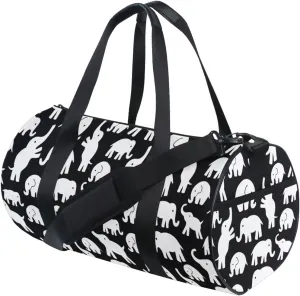 Black and White Elephant Duffel Bag Sports Gym Bags for Men and Women
