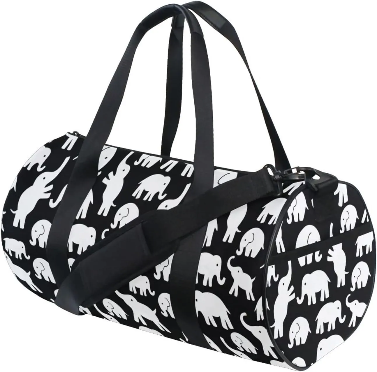 Black and White Elephant Duffel Bag Sports Gym Bags for Men and Women