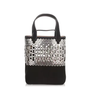 Black eyelet suede bag