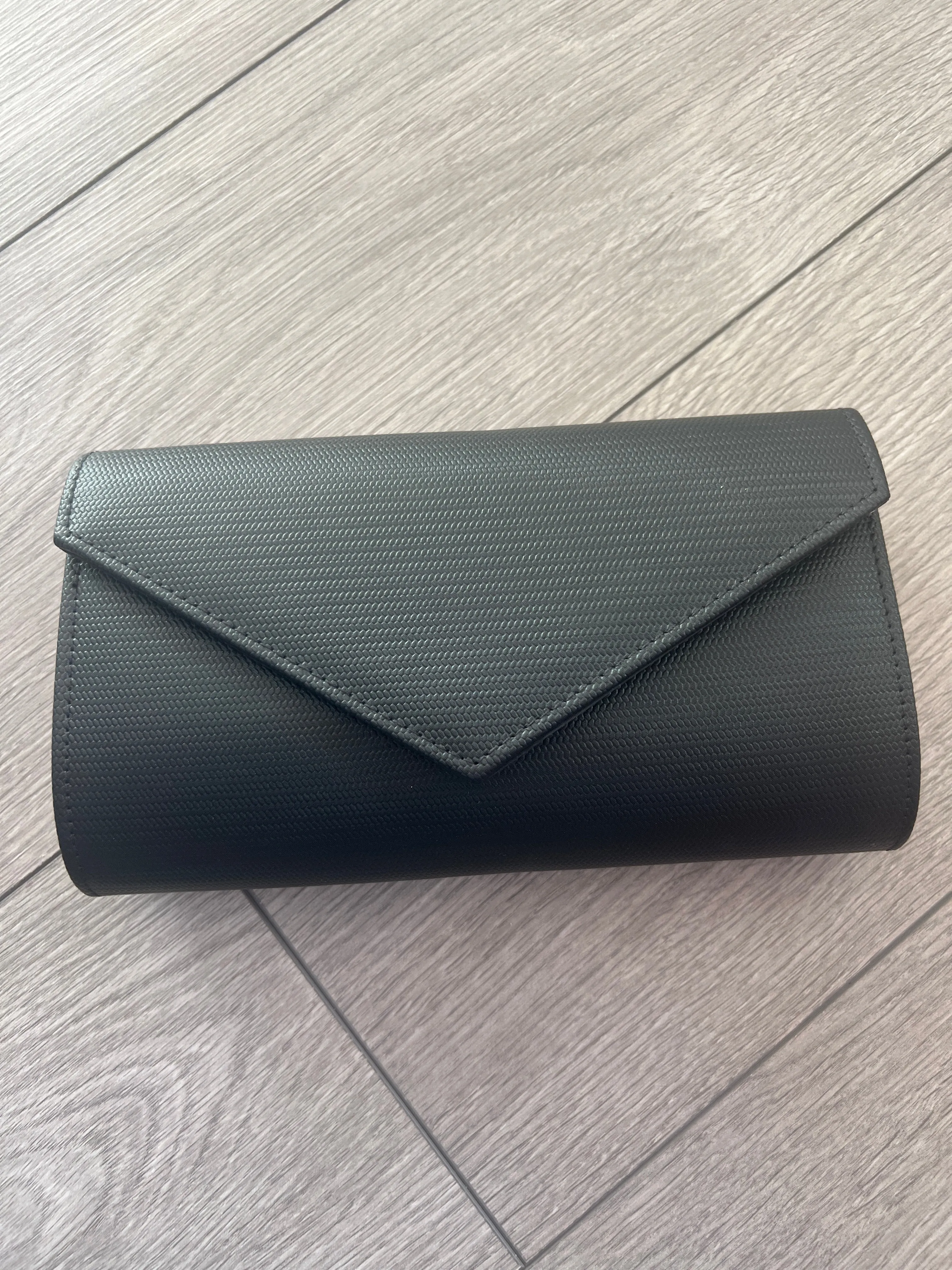 Black Metallic Envelope Clutch Bag