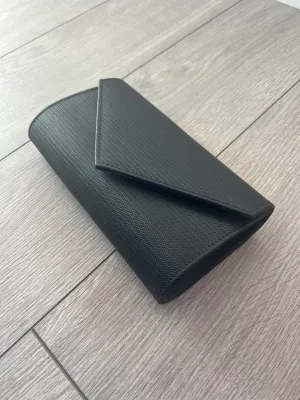 Black Metallic Envelope Clutch Bag