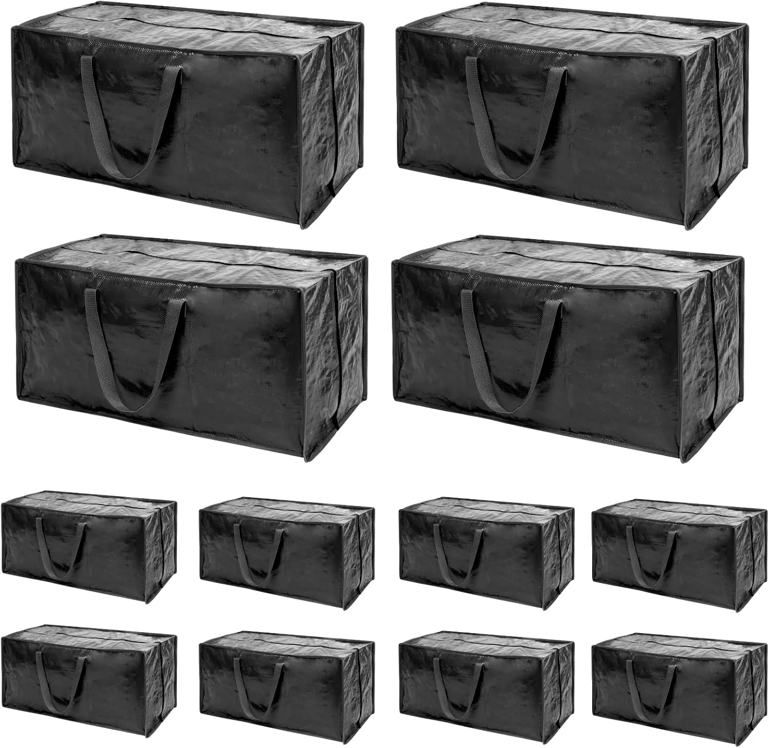 Black Moving Bags - 8 Pack Extra Large Heavy Duty Storage Bags With Zipper & Reinforce Handles | 29x14x13 Inch Moving Tote Bags Bulk For Clothing, Shoes, Travel