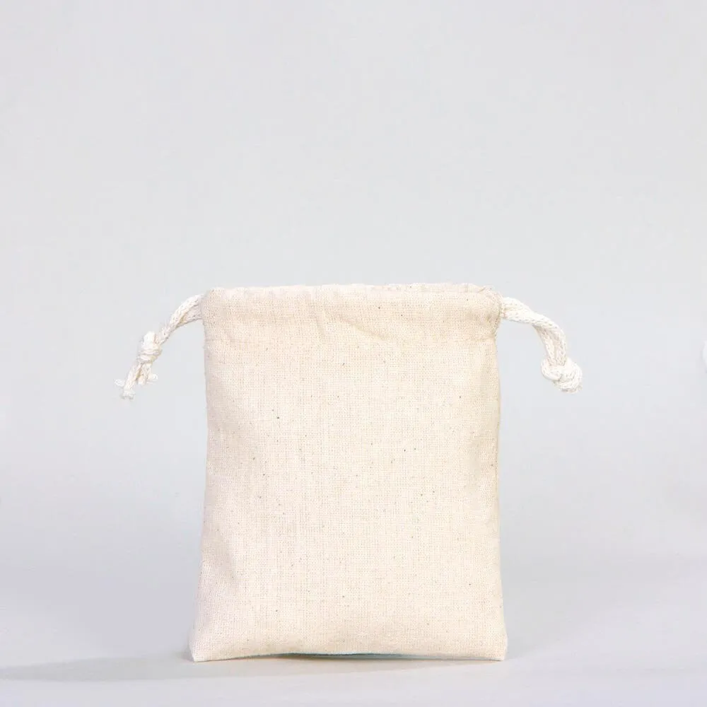 Blank Cotton Pouch 4"W x 5"H (10 cm x 13 cm) Organic Cotton Bag - Drawstring Pouch Bags Great For Packaging - Drawstring Pack -  Muslin Bag