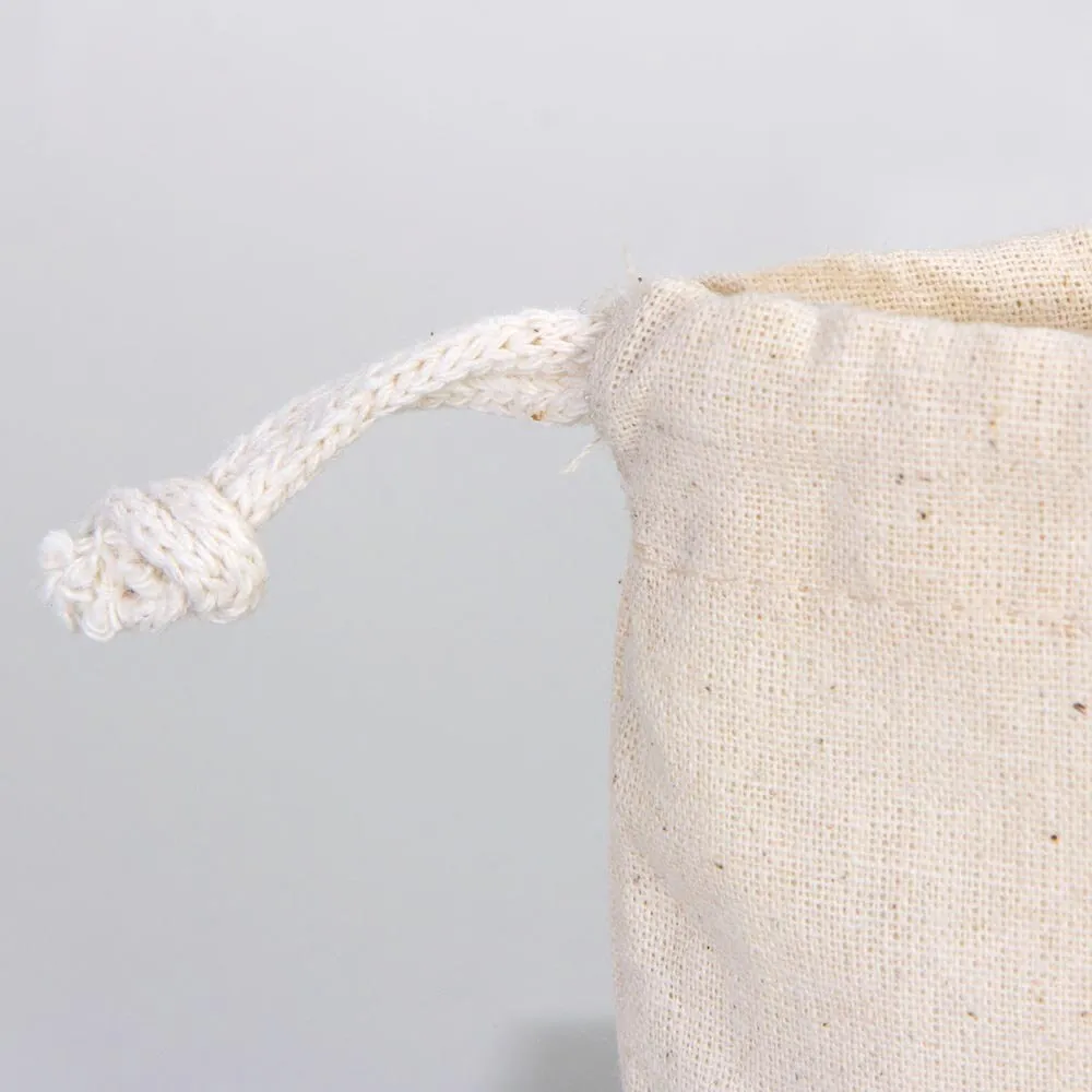 Blank Cotton Pouch 4"W x 5"H (10 cm x 13 cm) Organic Cotton Bag - Drawstring Pouch Bags Great For Packaging - Drawstring Pack -  Muslin Bag