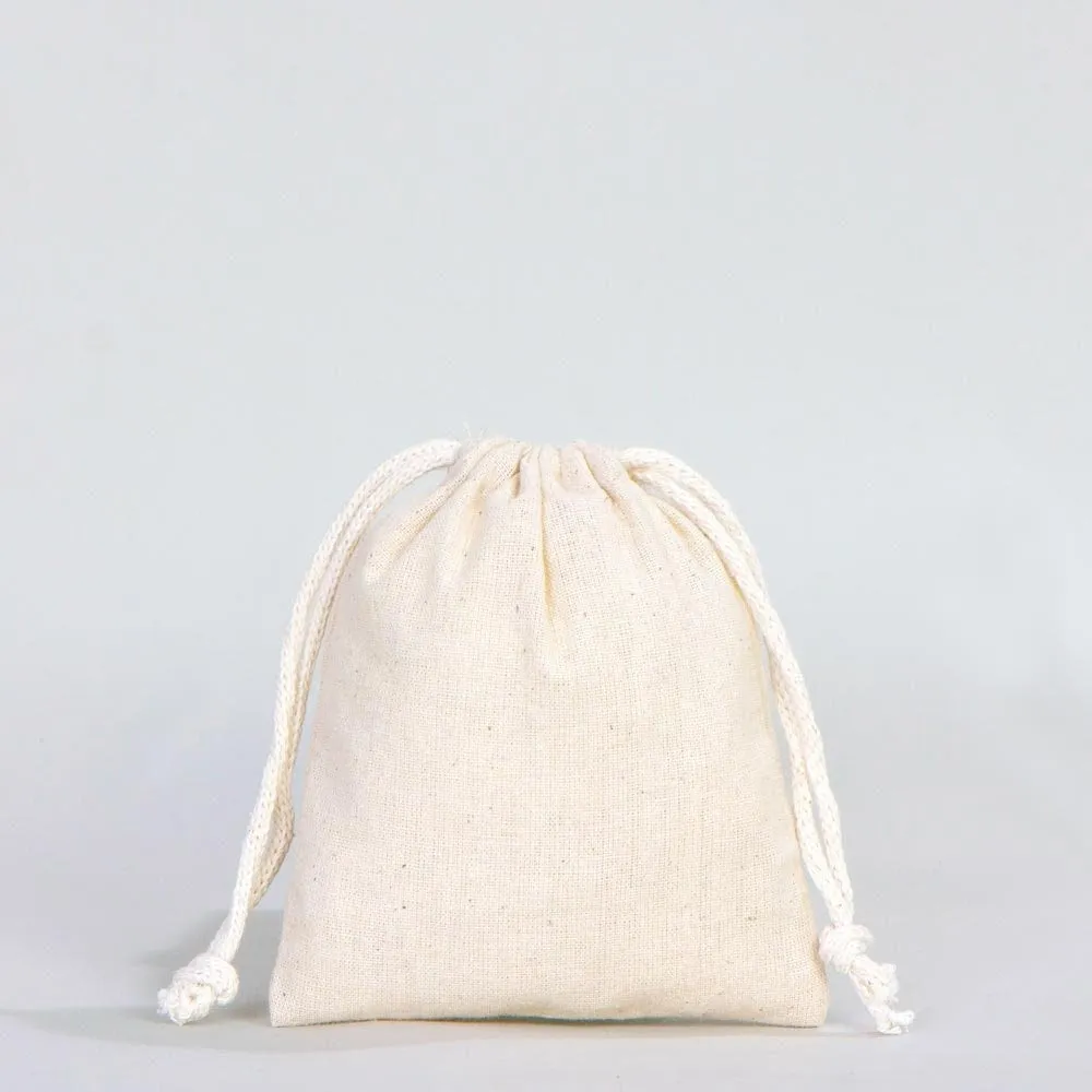Blank Cotton Pouch 4"W x 5"H (10 cm x 13 cm) Organic Cotton Bag - Drawstring Pouch Bags Great For Packaging - Drawstring Pack -  Muslin Bag