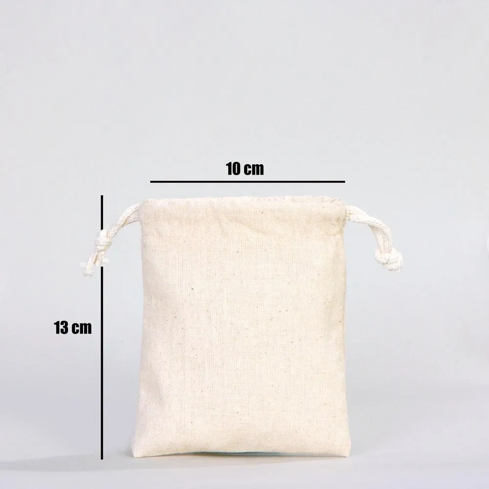 Blank Cotton Pouch 4"W x 5"H (10 cm x 13 cm) Organic Cotton Bag - Drawstring Pouch Bags Great For Packaging - Drawstring Pack -  Muslin Bag