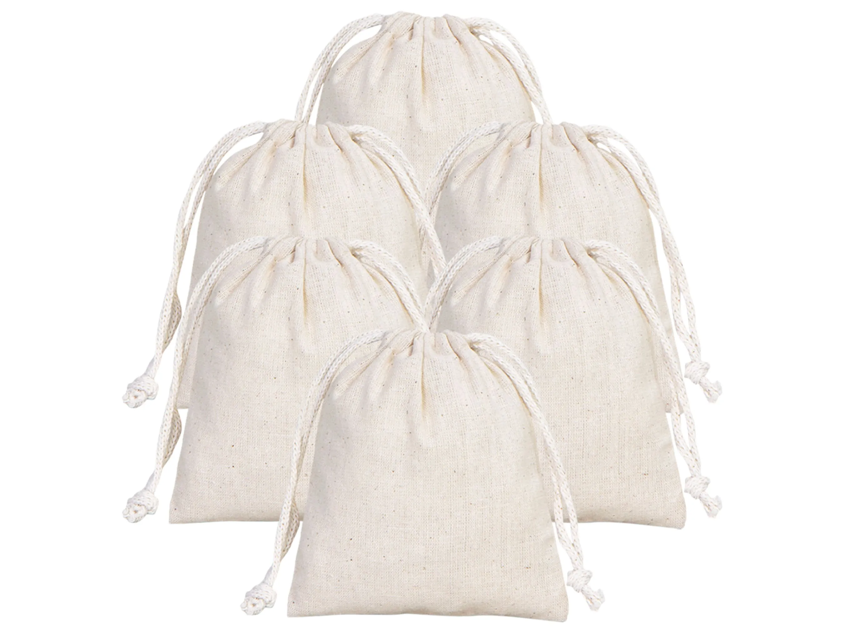 Blank Cotton Pouch 4"W x 5"H (10 cm x 13 cm) Organic Cotton Bag - Drawstring Pouch Bags Great For Packaging - Drawstring Pack -  Muslin Bag