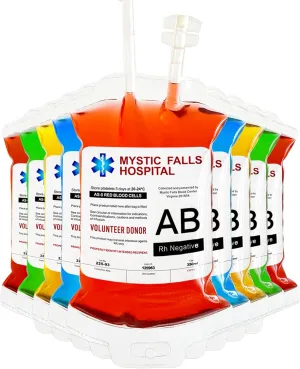 Blood Bag for Drinks, Set of 20 Halloween Party Supplies Cup Drinking Pouches for Vampire Themed Party IV Bag with Syringe for Easy Filling