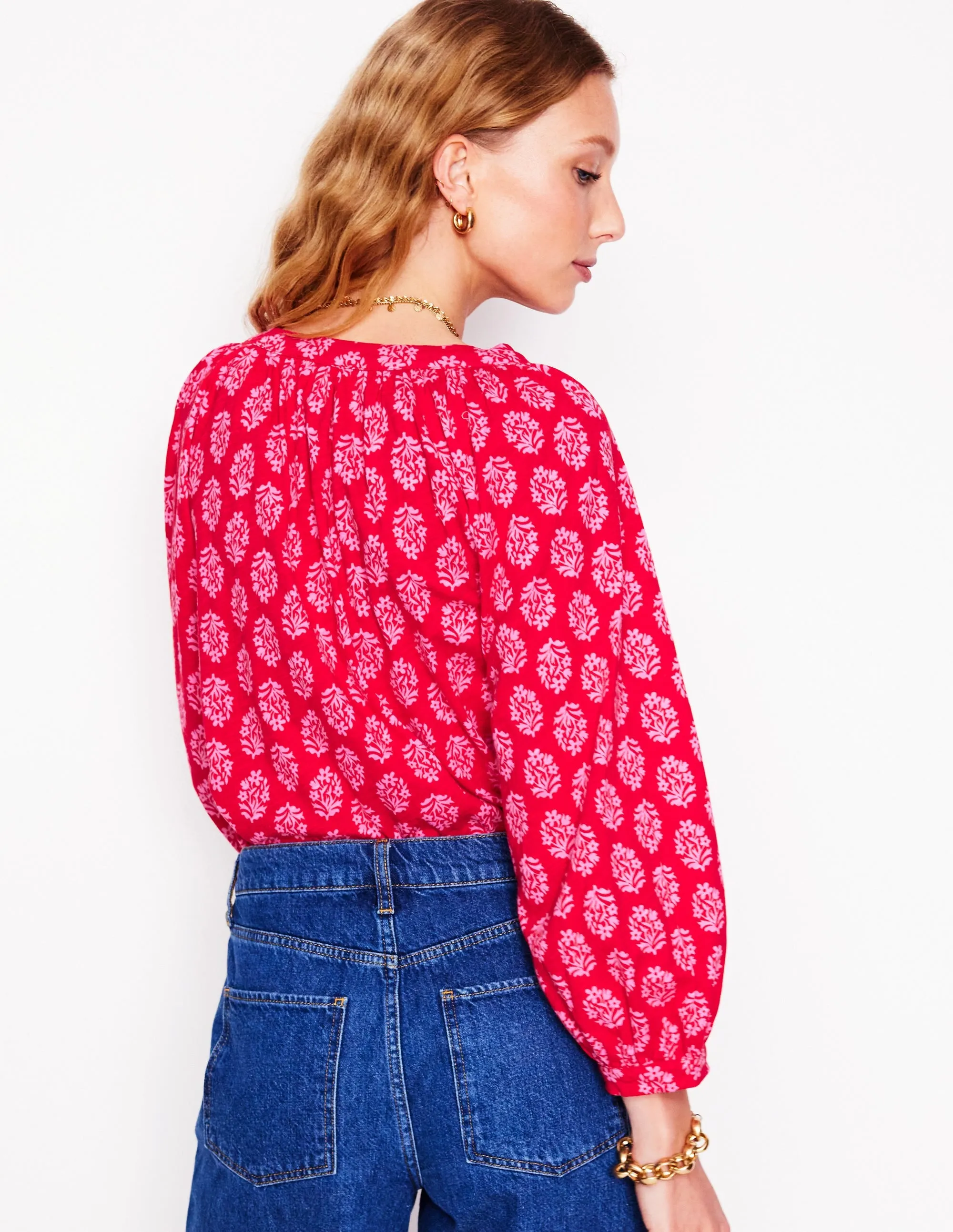 Blouson Sleeve Raglan Top-Posy Stamp