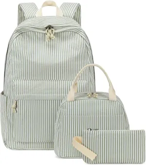 Bluboon School Backpack Set Girls Womens Laptop Bookbag Casual Daypack Fits 15 inch Laptop with Lunch Tote Bag and Pencil Bag