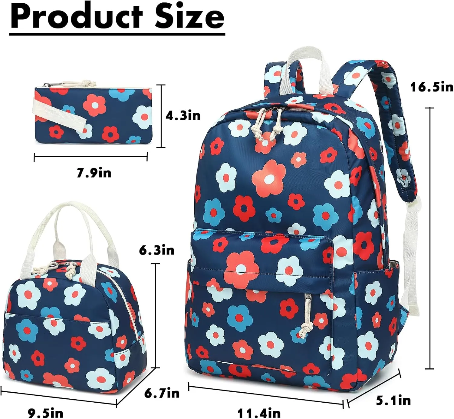 Bluboon School Backpack Set Girls Womens Laptop Bookbag Casual Daypack Fits 15 inch Laptop with Lunch Tote Bag and Pencil Bag