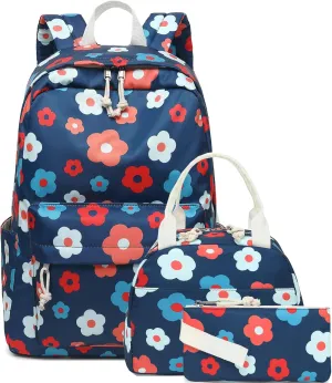 Bluboon School Backpack Set Girls Womens Laptop Bookbag Casual Daypack Fits 15 inch Laptop with Lunch Tote Bag and Pencil Bag
