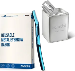 Blue Dermaplaning Razor with Silver Blade Disposal Box