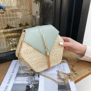 Bohemian Chic Handcrafted Rattan Shoulder Bag with Tassel Detail | ULZZANG BELLA