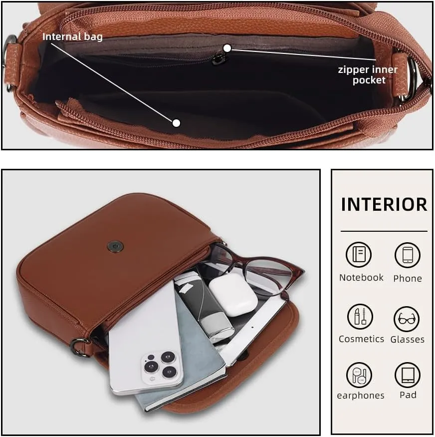 Boho Style 2pcs Lightweight Crossbody Shoulder Bags Vintage Pattern Small Handbag, Multi-Purpose Purse for Travel, Vacation