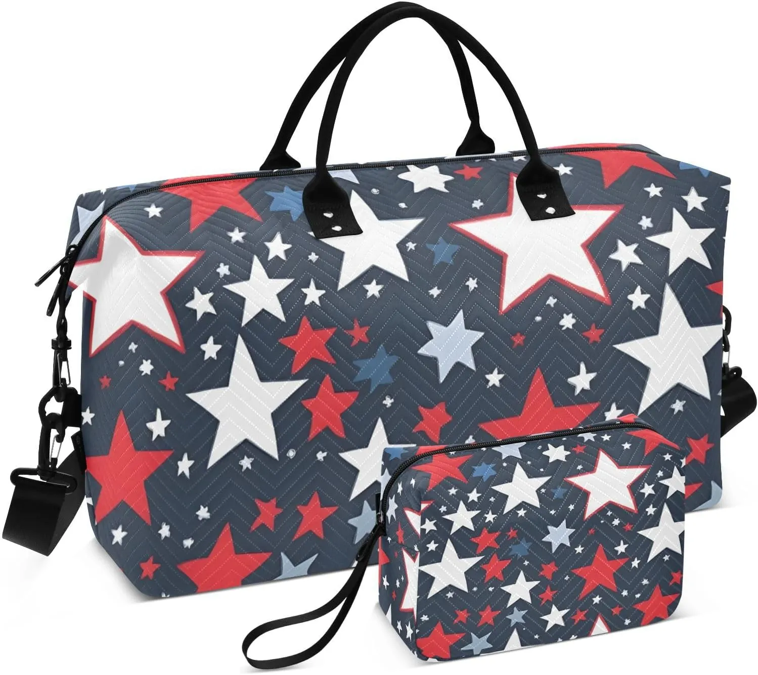 Bolaz Duffle Bag for Travel-Red White and Blue Stars ， Easy Update Large Magnectic Sticker Refrigerator Magnets Decor Wash Machine Magnet Decals23"x26"