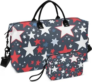 Bolaz Duffle Bag for Travel-Red White and Blue Stars ， Easy Update Large Magnectic Sticker Refrigerator Magnets Decor Wash Machine Magnet Decals23"x26"