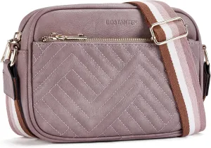 BOSTANTEN Quilted Crossbody Bags for Women Vegan Leather Purses Small Shoulder Handbags with Wide Strap