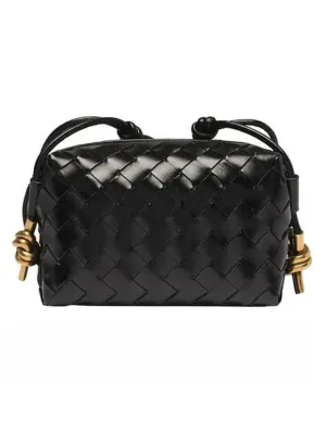 Bottega Veneta Intrecciato Loop Camera Mini Shoulder Bag Black
