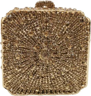 Boutique De FGG Women Metal Box Crystal Clutch Purse Evening Bag Wedding Bridal Rhinestone Handbags Party Clutch Bag,Mini
