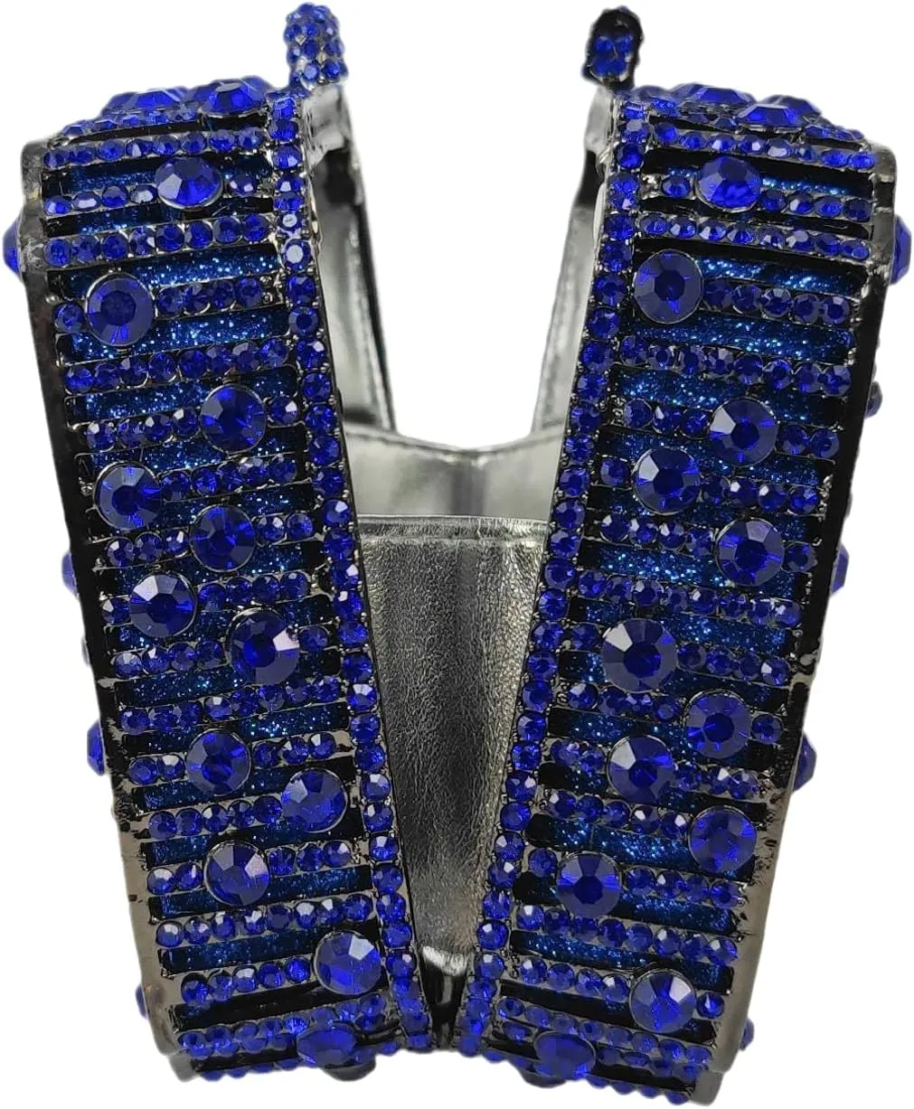 Boutique De FGG Women Metal Box Crystal Clutch Purse Evening Bag Wedding Bridal Rhinestone Handbags Party Clutch Bag,Mini
