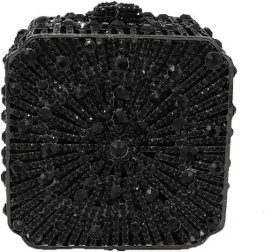 Boutique De FGG Women Metal Box Crystal Clutch Purse Evening Bag Wedding Bridal Rhinestone Handbags Party Clutch Bag,Mini