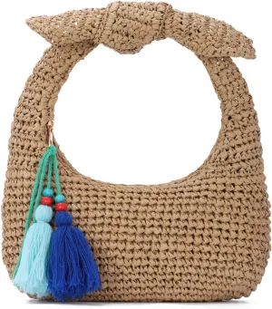 Bow Straw Clutch Purses for Women Knotted Summer Beach Bag Woven Evening Tote Bags Vacation Handbag