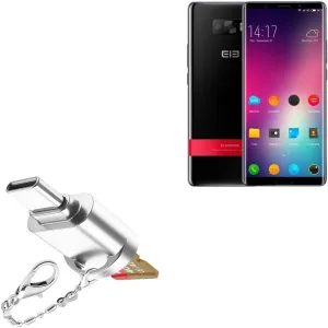 BoxWave Adapter Compatible with Elephone P11 3D - Micro SD Card miniReader, USB Type-C OTG Reader USB3.0 Adapter Keychain - Metallic Silver