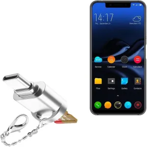 BoxWave Adapter Compatible with Elephone S9 - Micro SD Card miniReader, USB Type-C OTG Reader USB3.0 Adapter Keychain - Metallic Silver