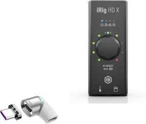 BoxWave Adapter Compatible with IK Multimedia iRig HD X - MagnetoSnap PD Angle Adapter, Magnetic Charging Connector Device Saver - Metallic Silver