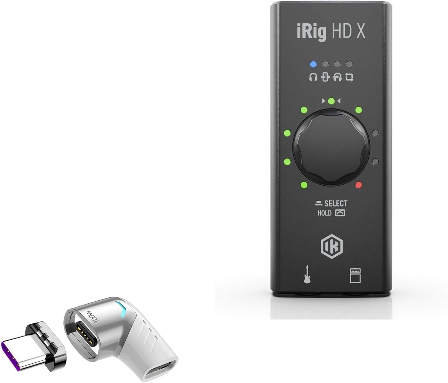 BoxWave Adapter Compatible with IK Multimedia iRig HD X - MagnetoSnap PD Angle Adapter, Magnetic Charging Connector Device Saver - Metallic Silver