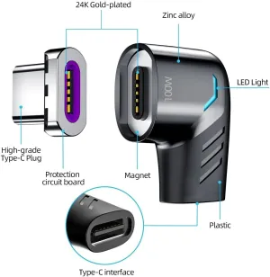 BoxWave Adapter Compatible with Teclast T50 2023 - MagnetoSnap PD Angle Adapter, Magnetic Charging Connector Device Saver - Metallic Silver
